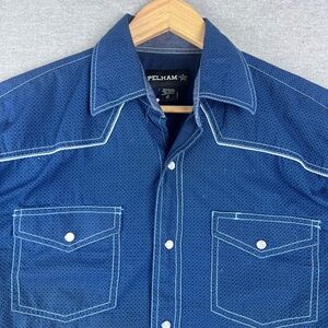 Pelham Shirt Mens Lt Navy Long Sleeve Pearl Snap Cowboy Western